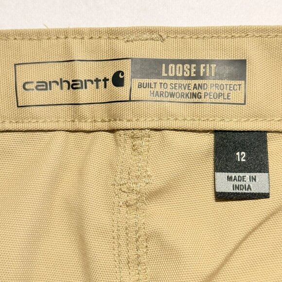 Carhartt Women's Rugged Flex Loose Khaki Canvas Work Shorts Sz 12 NWT 10" Inseam - Picture 6 of 11